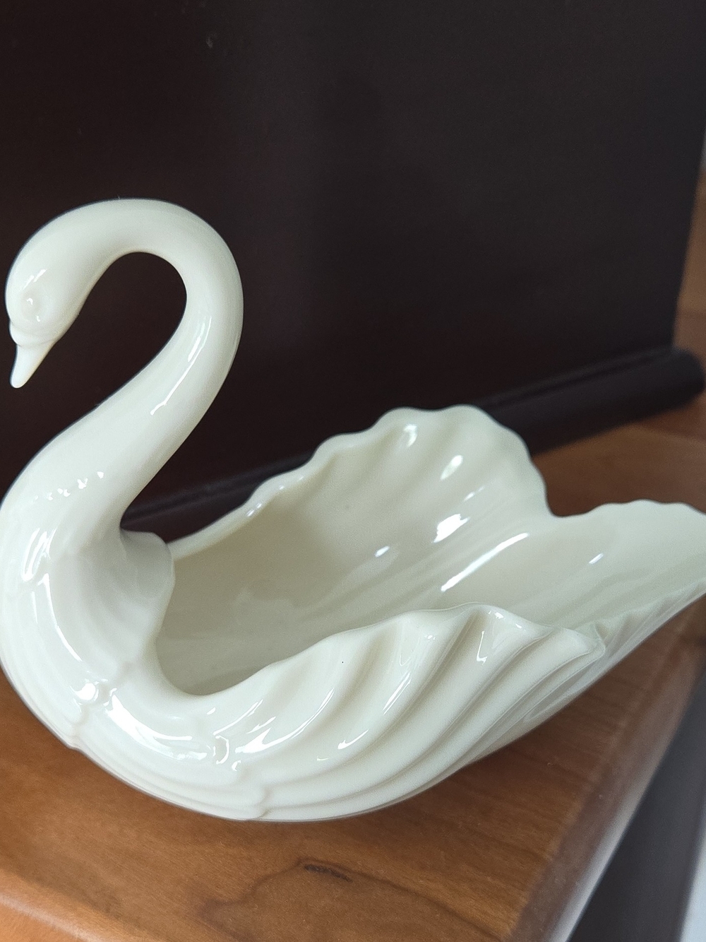 Vintage Lenox Ivory Ceramic Swan Trinket Bowl Dish, Made in USA